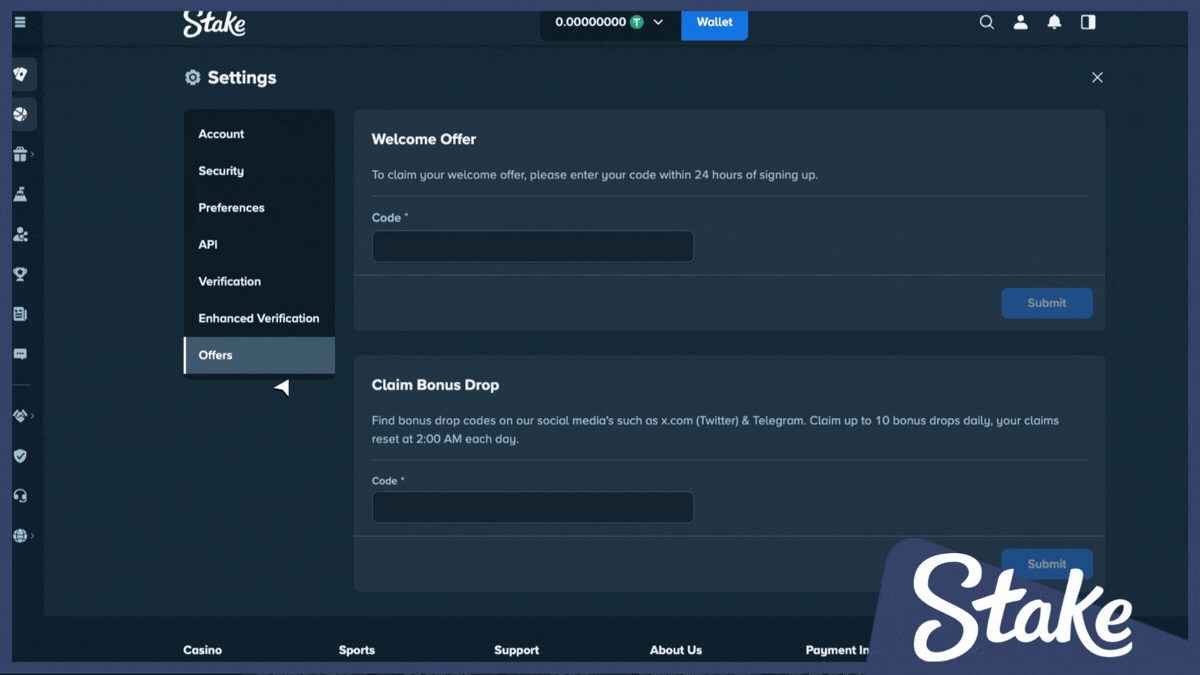 stake us drop code