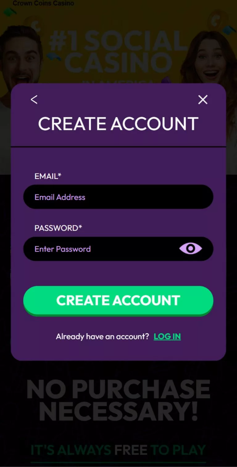 Crown Coins Casino Registration Process