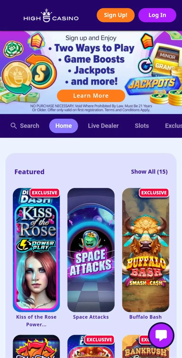 High 5 Casino main lobby