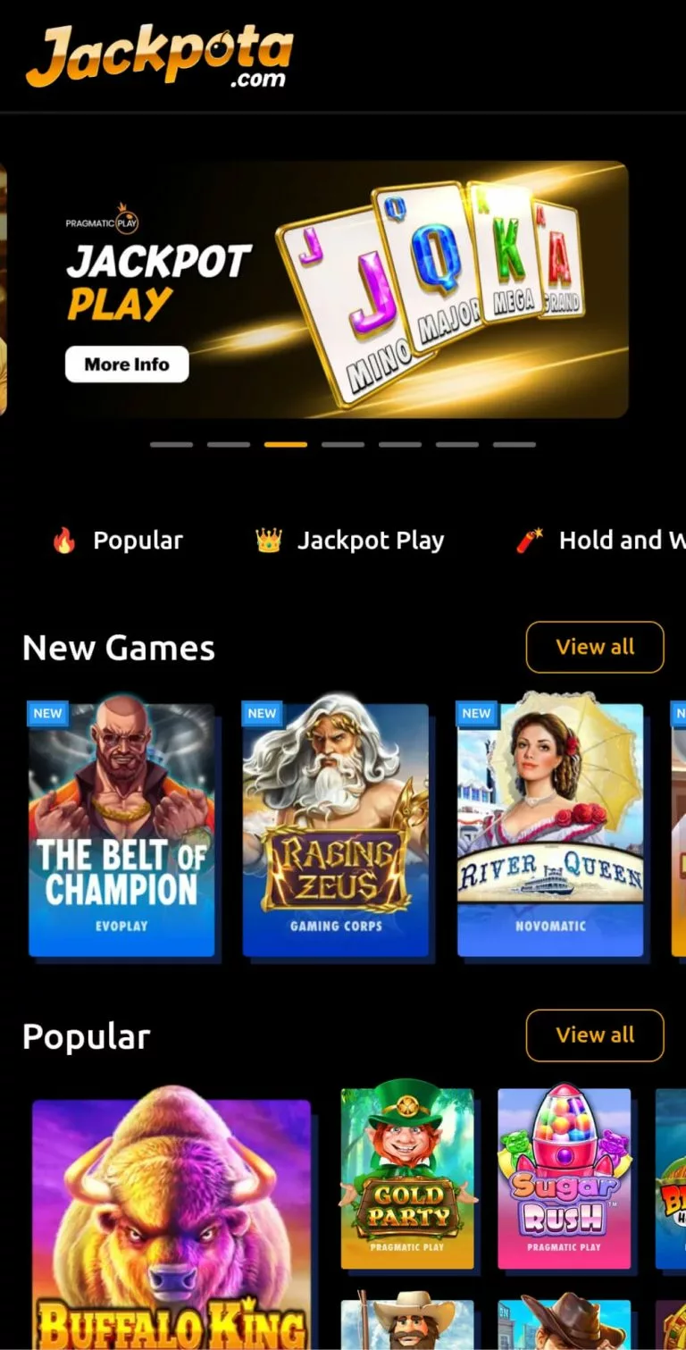 Jackpota Main Lobby