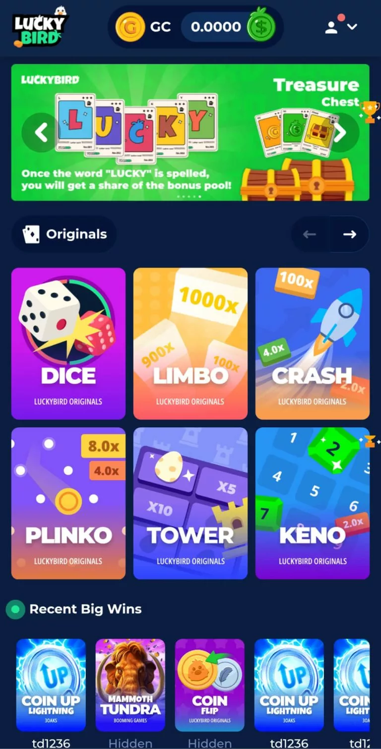 LuckyBird Main Lobby