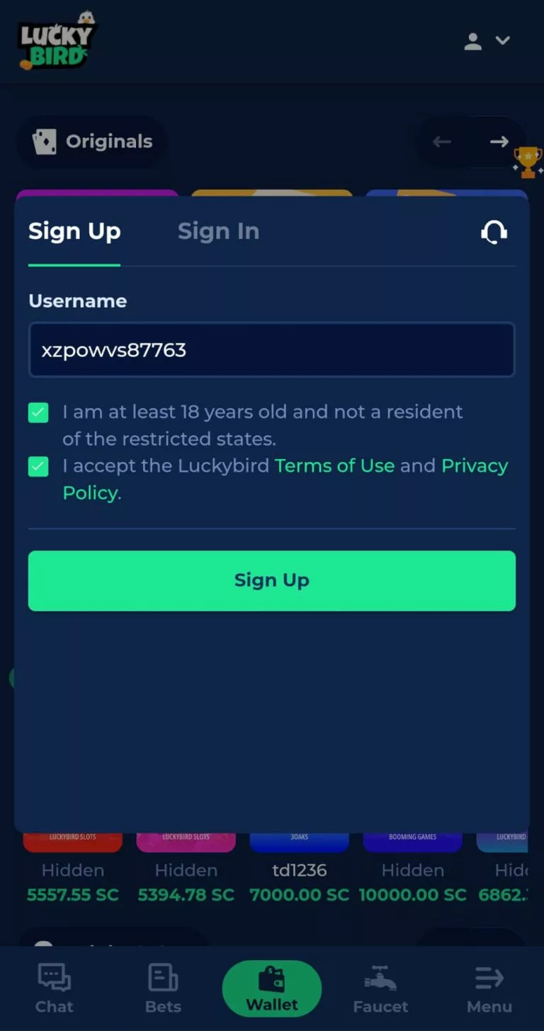 LuckyBird Registration Process
