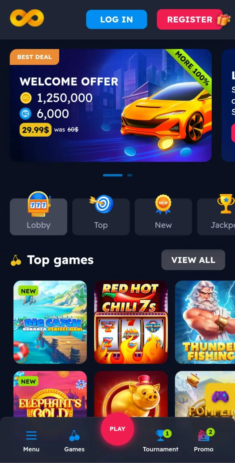 NoLimitCoins Main Lobby