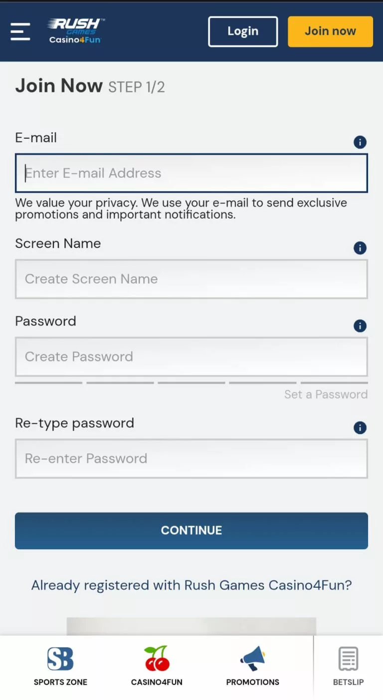 Rush Games Registration Process