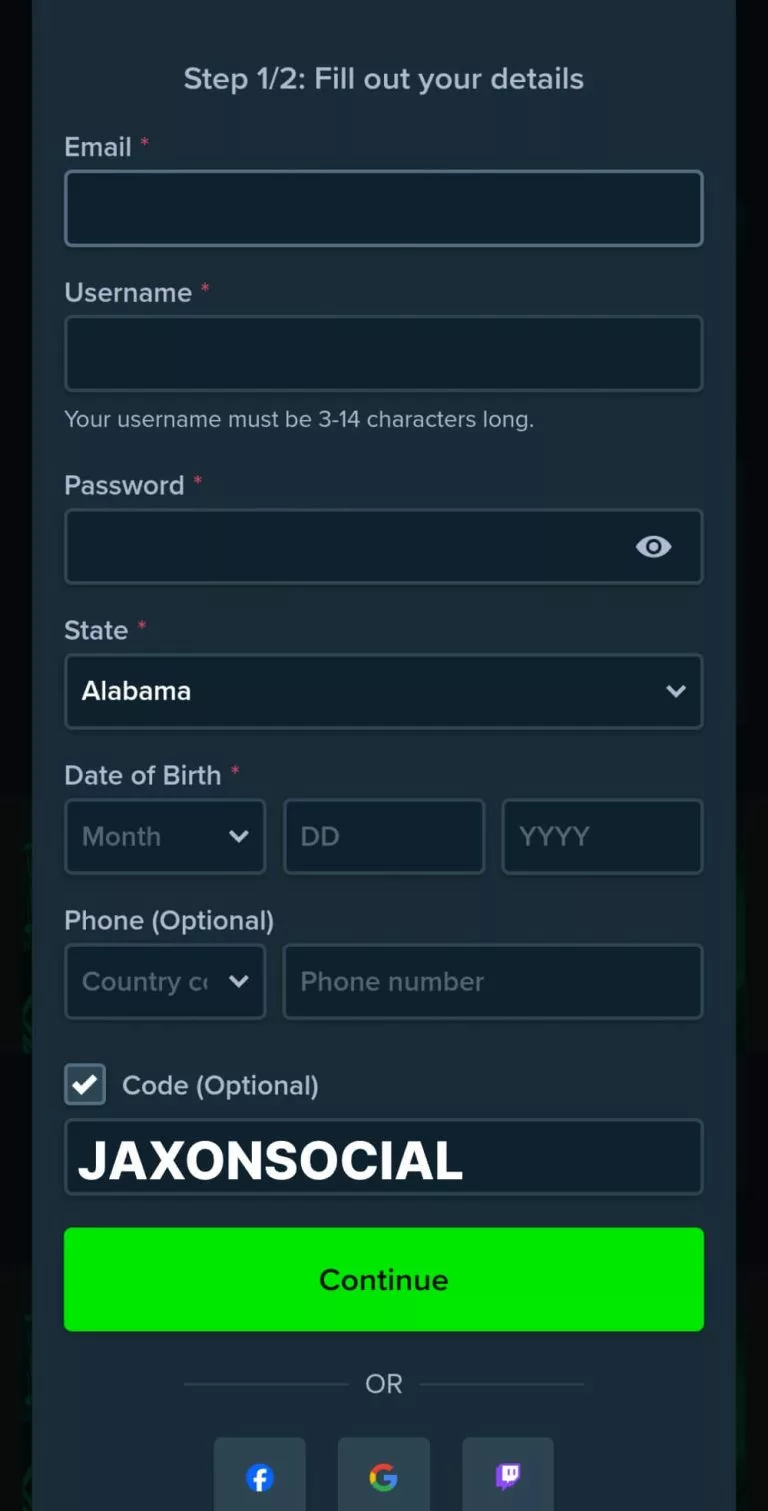 Stake.us Registration with Jaxon Promo Code