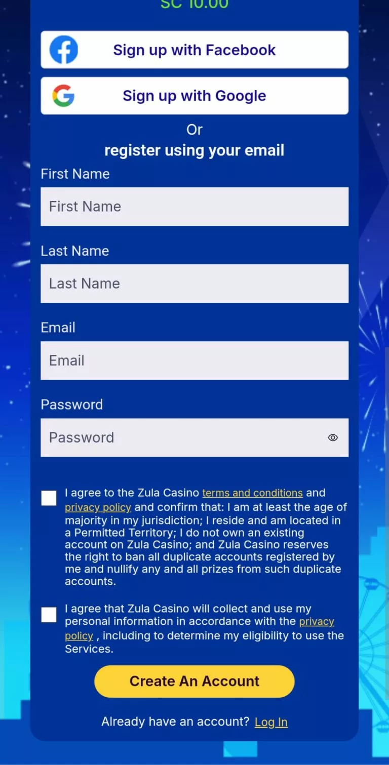 Zula Casino Registration Process