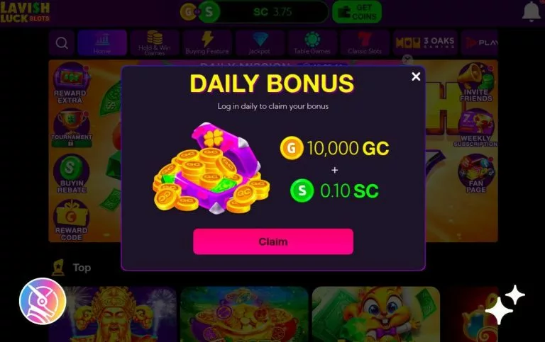 lavish luck daily login bonus promo code
