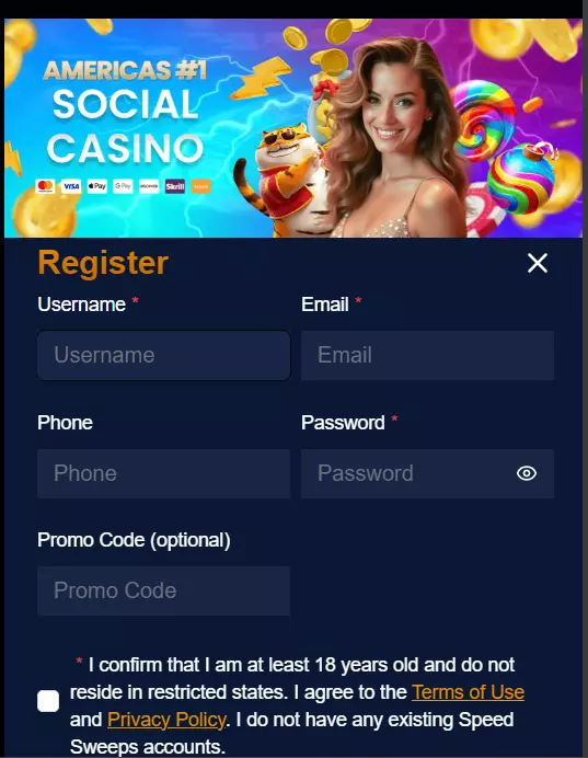 speed sweeps casino promo code, upon registration