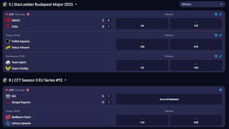 cs2 esports betting markets at Roobet sportsbook