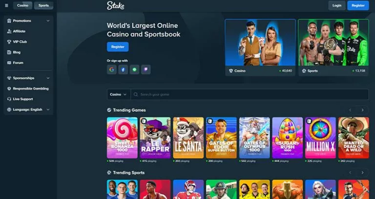 stake casino homepage