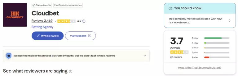 cloudbet trustpilot