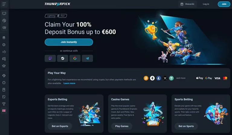 thunderpick homepage portion