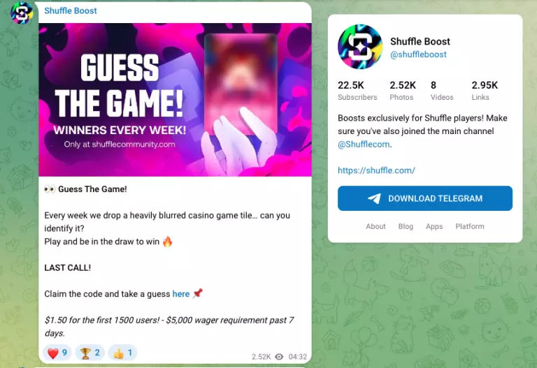 Shuffle telegram drop codes
