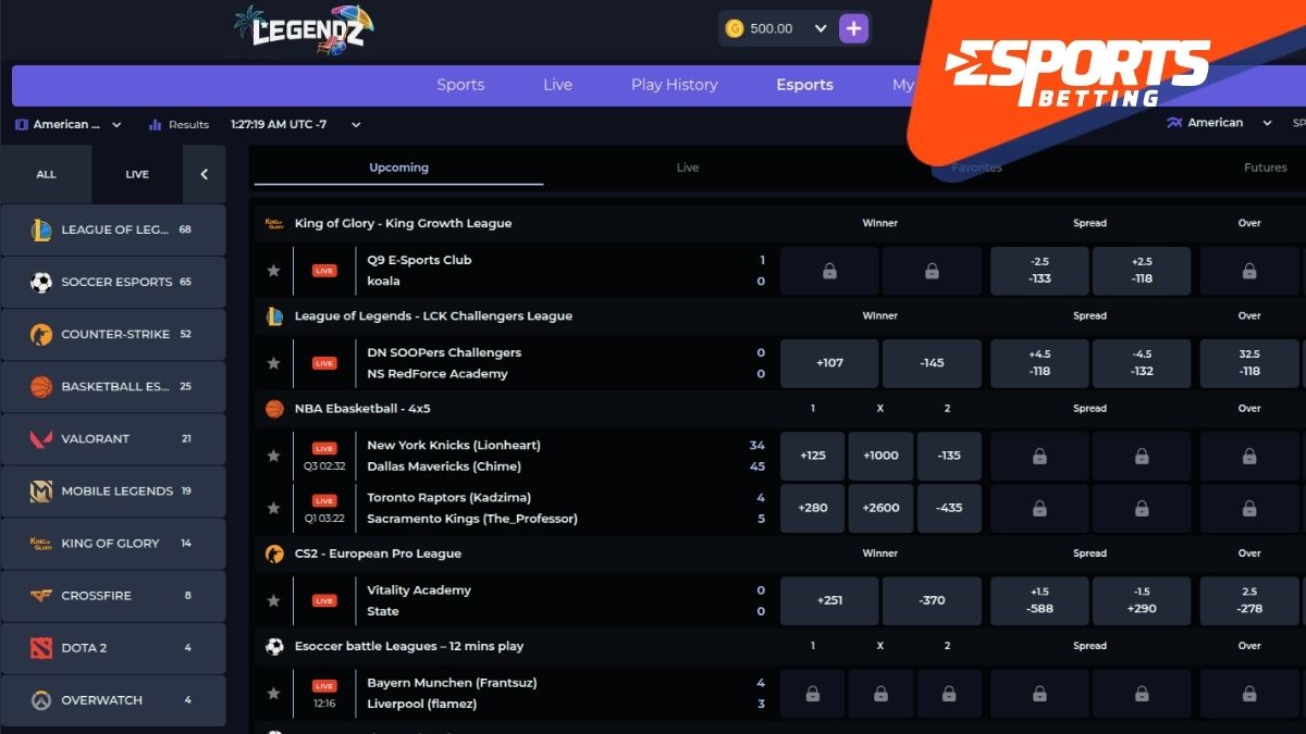 esports at legendz sportsbook