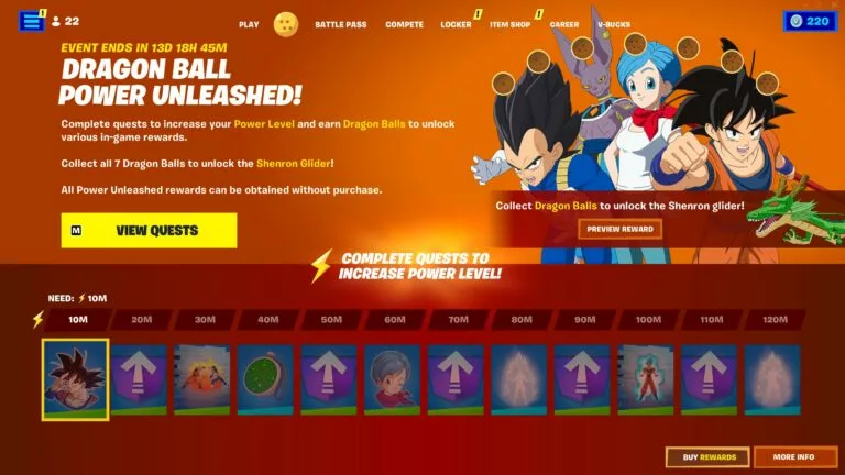 Fortnite Dragon Ball skins challenges