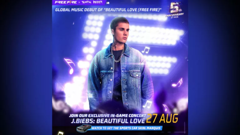 Justin Bieber to perform his upcoming song Beautiful Love in Free Fire on Aug. 27.