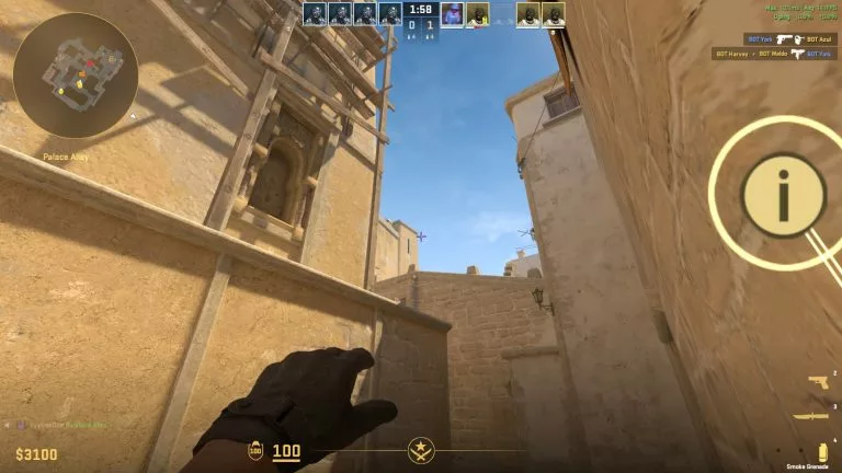 Mirage CS2 A site smoke grenade lineup