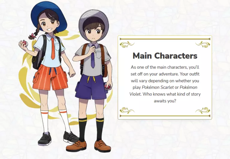Pokemon Scarlet and Violet version main character outfit differences