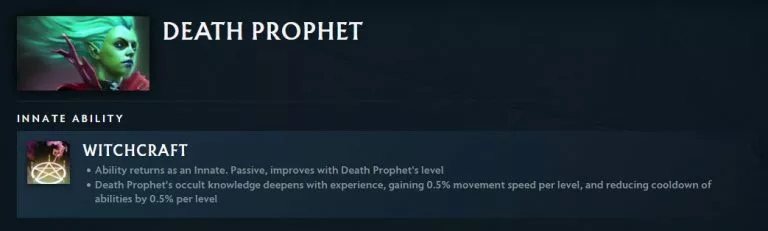 Death Prophet innate ability Witchcraft Dota 2 7.36