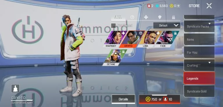 Apex Legends Mobile character select