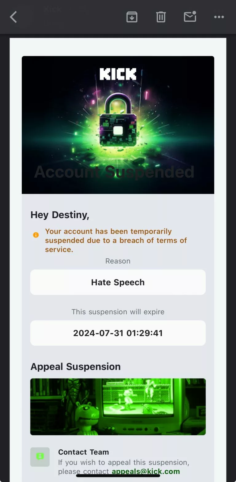 Destiny banned on Kick for hate speech