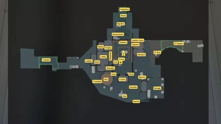 Nuke CS2 callouts map with labels