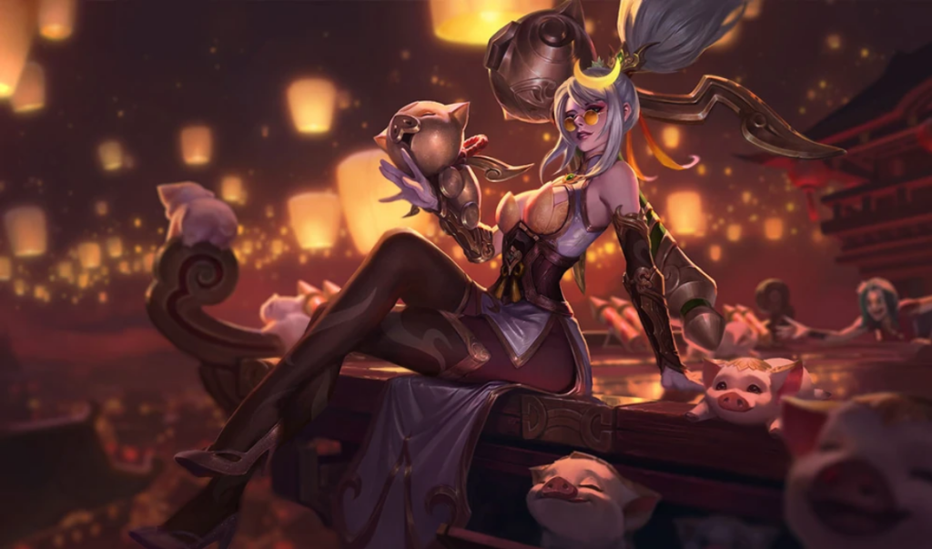 LoL Prestige Firecracker Vayne as a July mythic skin