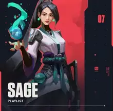 Valorant Spotify playlist cover art for Sage