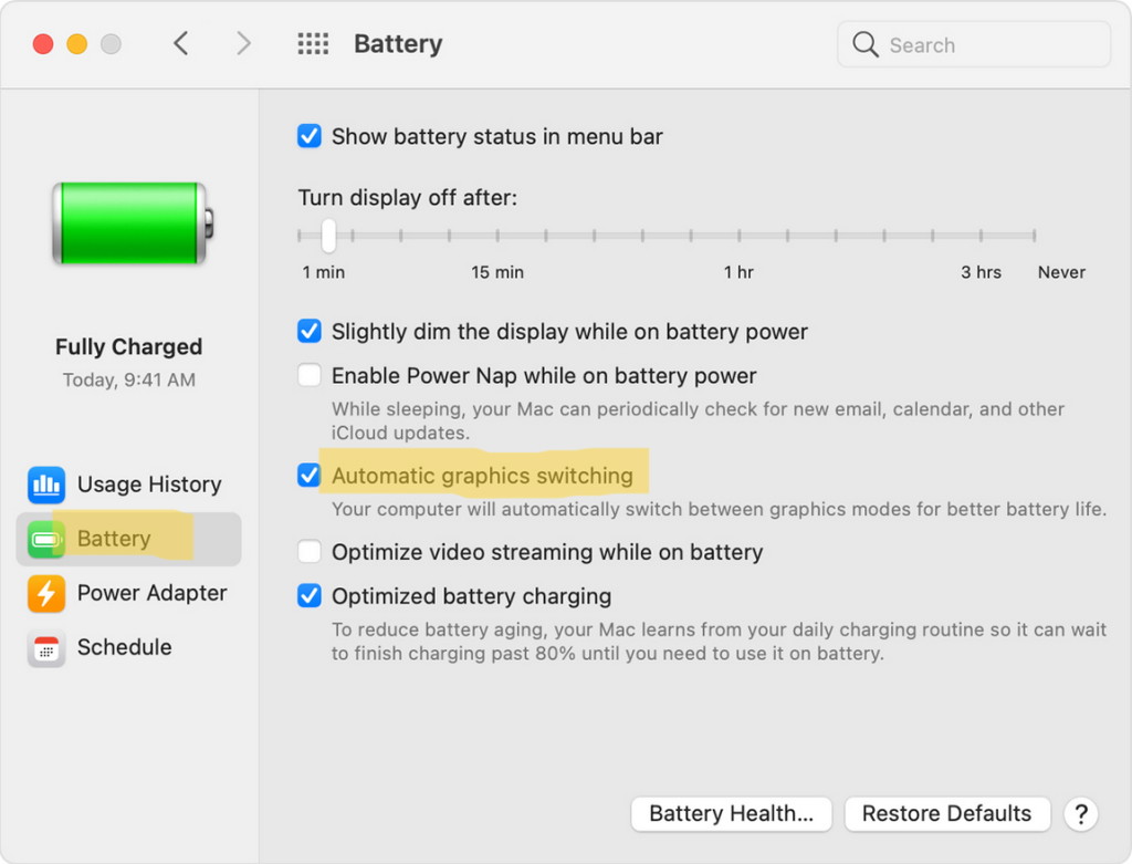 Mac Automatic graphic switching to reduce FPS lag