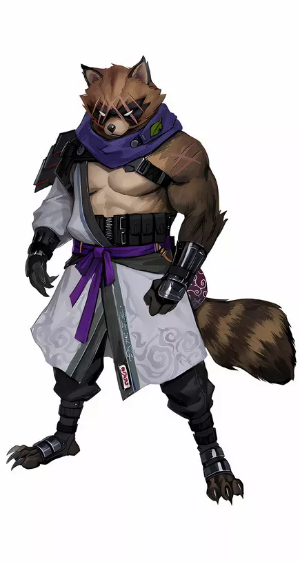 A tanuki from the Fortnite samurai skin concept art collection.