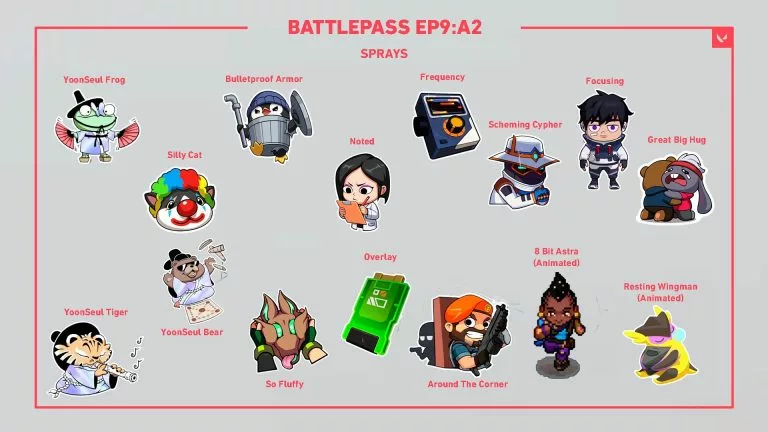 Valorant EP 9 Act 2 battle pass sprays