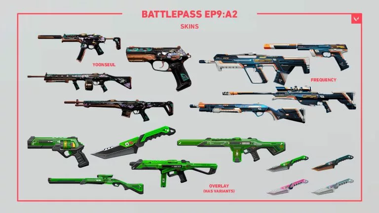 Valorant EP 9 Act 2 battle pass skins