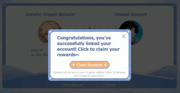 Genshin Impact Discord linking rewards