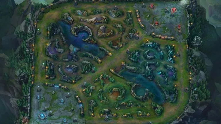 league blue versus red map