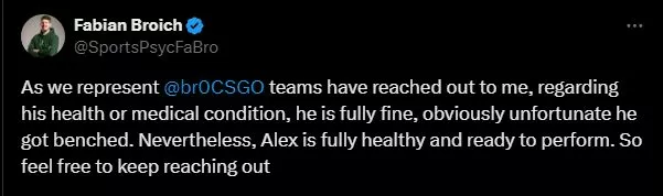BLAST Astralis protest social media post