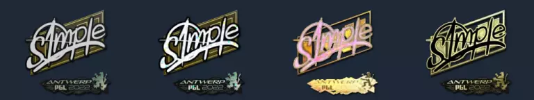 PGL Antwerp Major 2022 s1mple stickers: high grade, remarkable, exotic, and extraordinary.