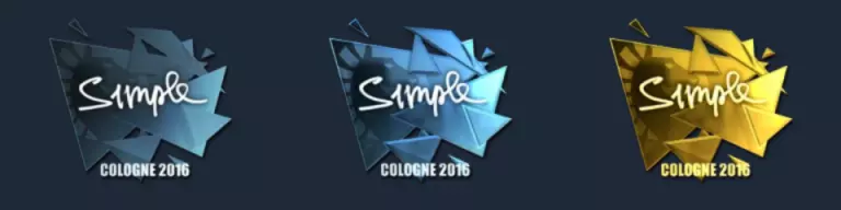 ESL One Cologne 2016 s1mple stickers: high grade, exotic foil, and exotic gold.