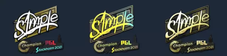 PGL Major Stockholm 2021 s1mple stickers: high grade, remarkable, and extraordinary.