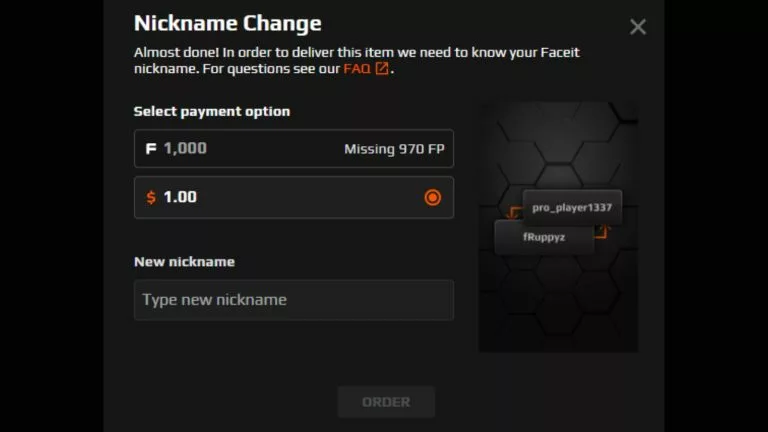 Change nickname faceit
