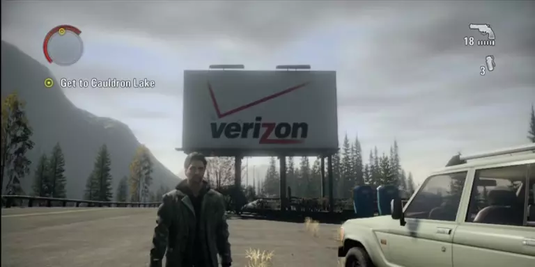 Alan Wake product placement Verizon billboard