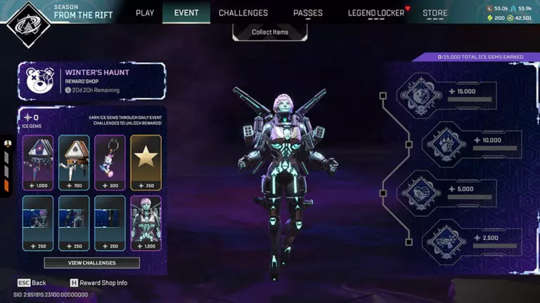 The Apex Winter's Haunt reward store for 2024.