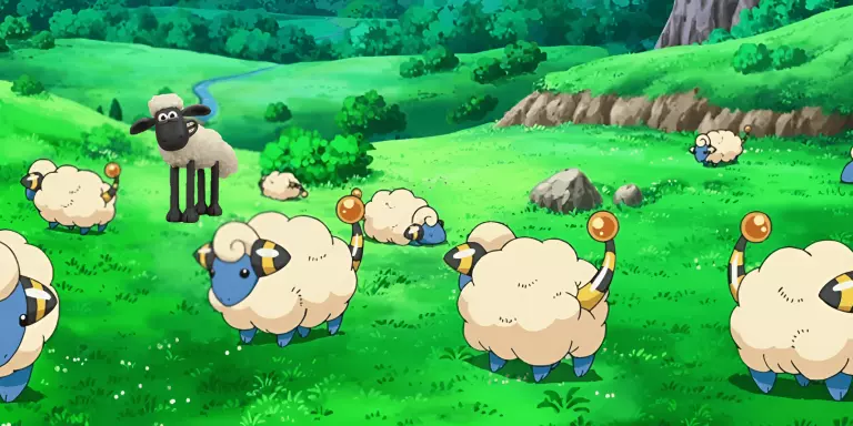 Shaun the Sheep as a Mareep in the Pokemon x Aardman crossover.