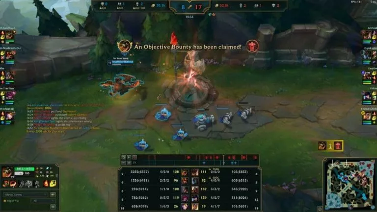 Claiming an objective bounty in League of Legends