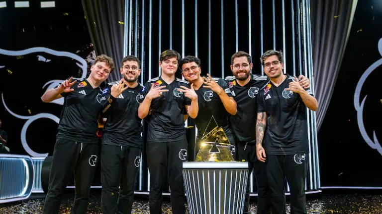 Photo taken of FURIA after they won BLAST Rivals 2025 Season 2 in Hong Kong.