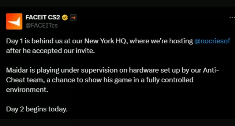 Faceit invites nocries to its HQs.