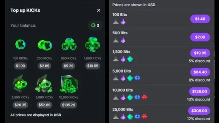 Kick Twitch Bits