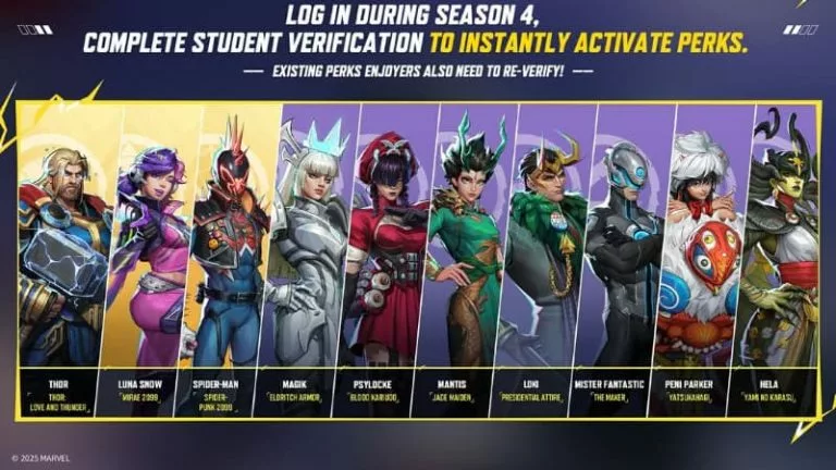 Marvel Rivals Season 4 College Perks: All Rewards in Season 4 and Season 4.5