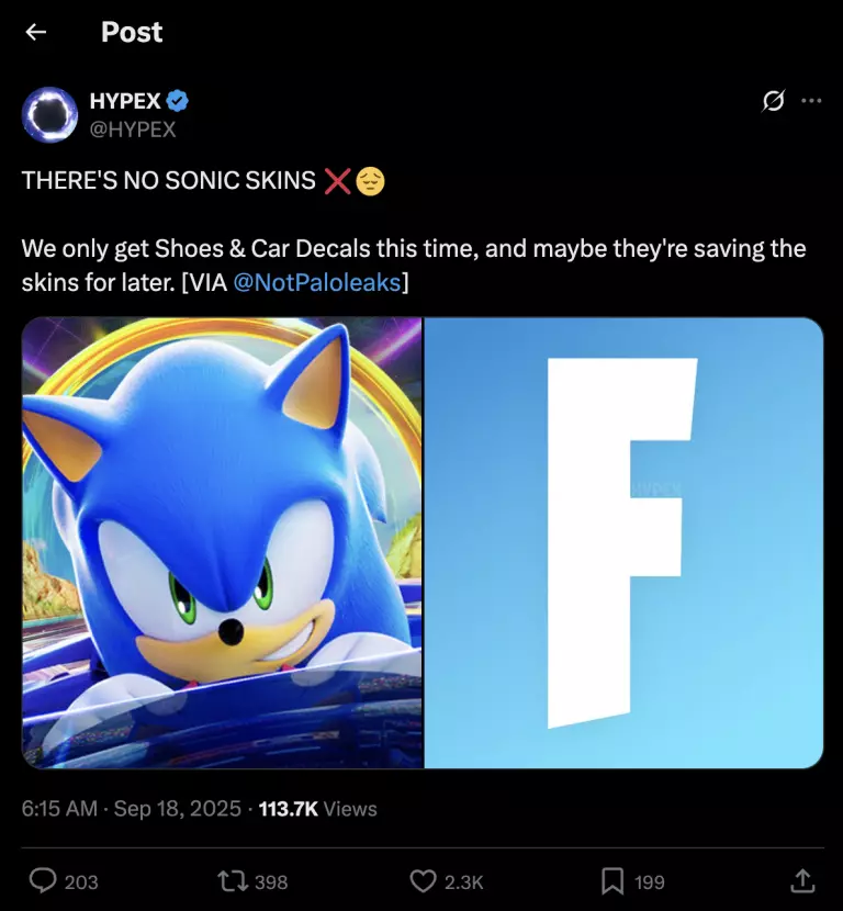 Sonic x Fortnite