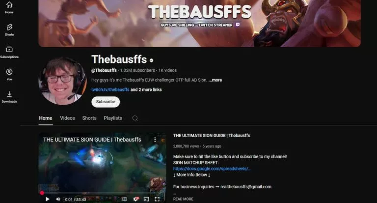 Thebausffs is one of the biggest LoL YouTubers