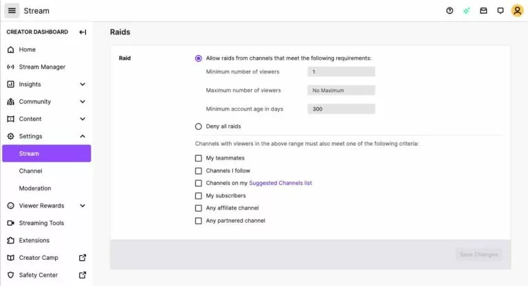 Users can turn off the Twitch raid feature in their settings.